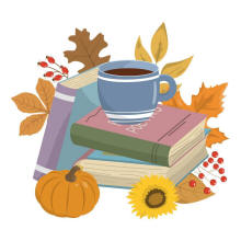 coffee cup and books
