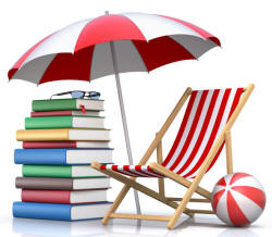 beach chair and books