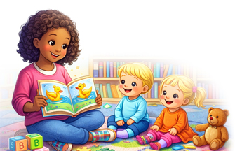 chatgpt created girl reading to children