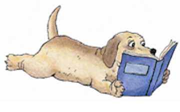dog reading book